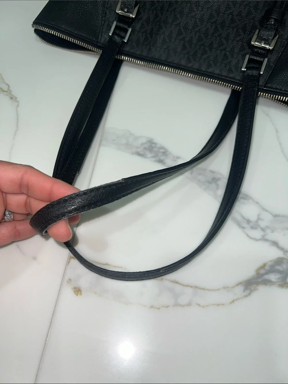 Michael Kors Black MK Logo Tote with Silver Hardware - Picture 6 of 7